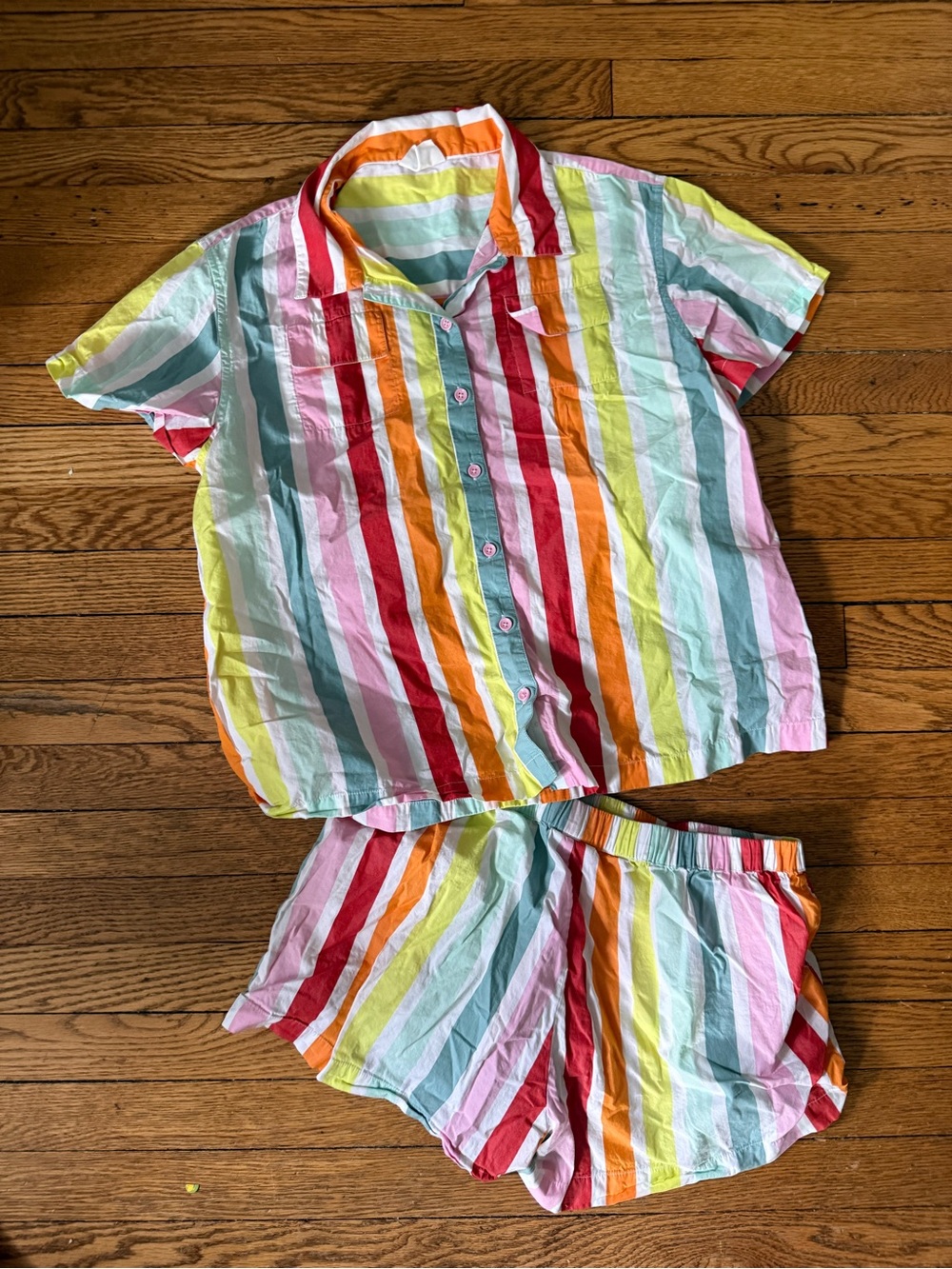LAKE x Atlantic-Pacific Rainbow Stripe Short Pajama Set - Size Medium